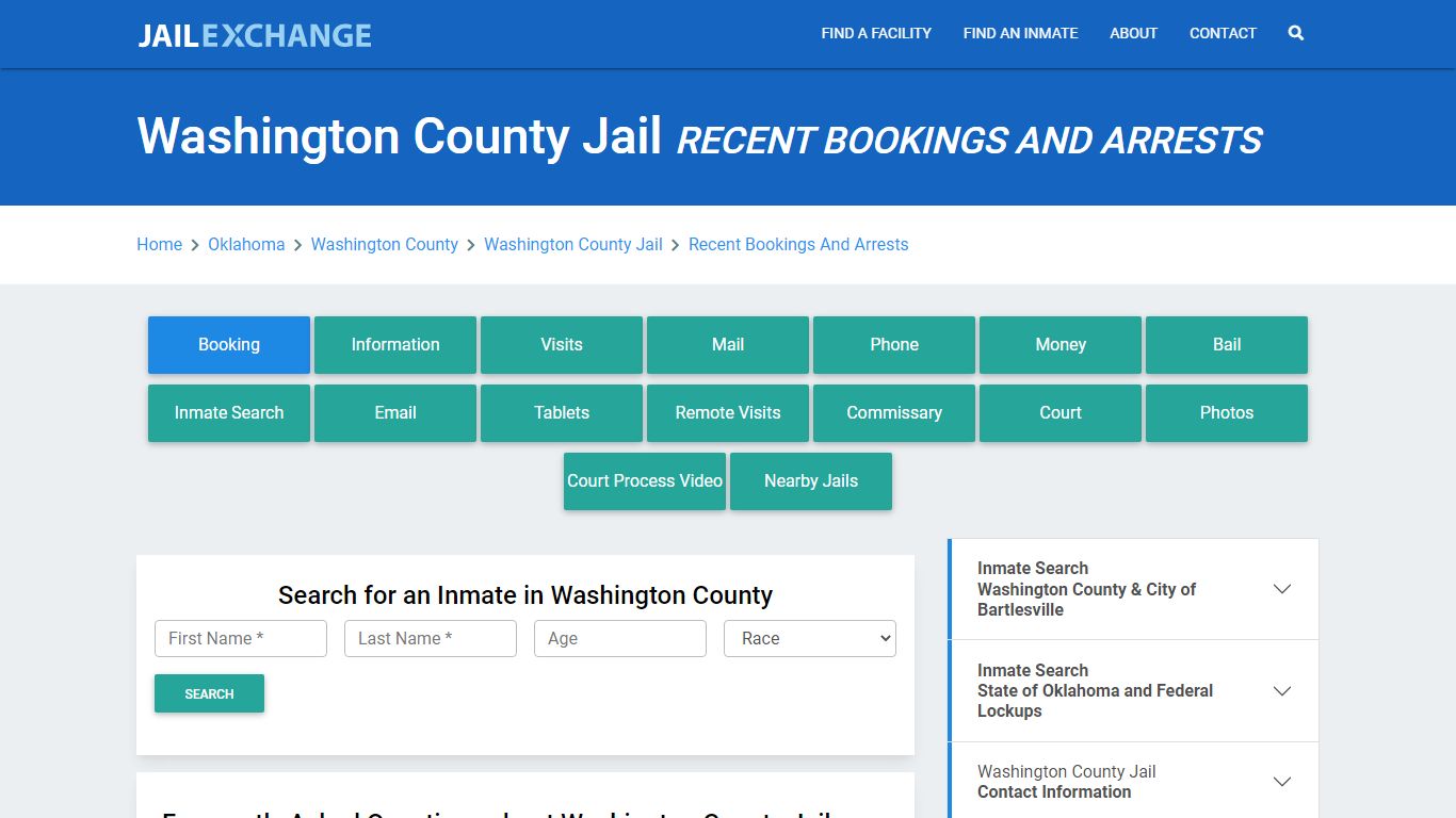 Washington County Jail OK Recent Arrests and Bookings