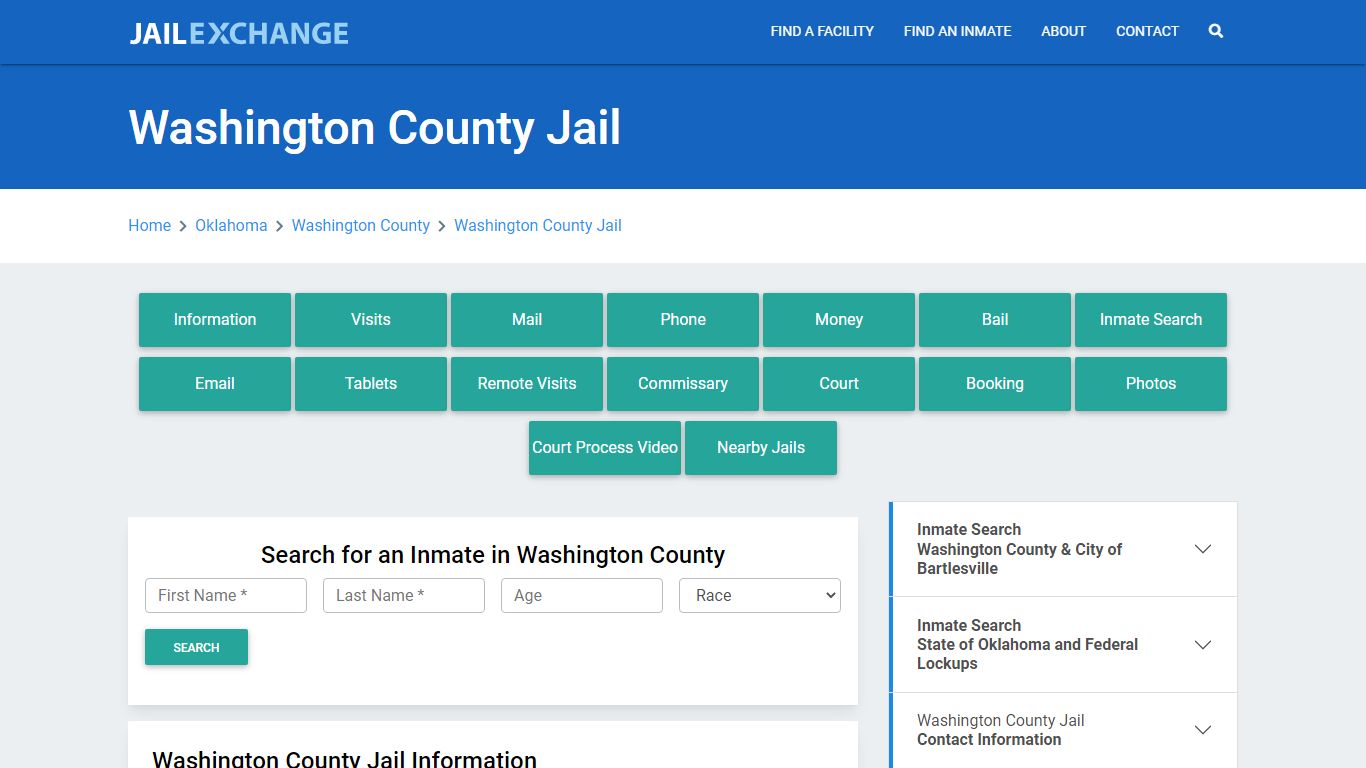 Washington County Jail Roster Lookup, OK, Inmate Search